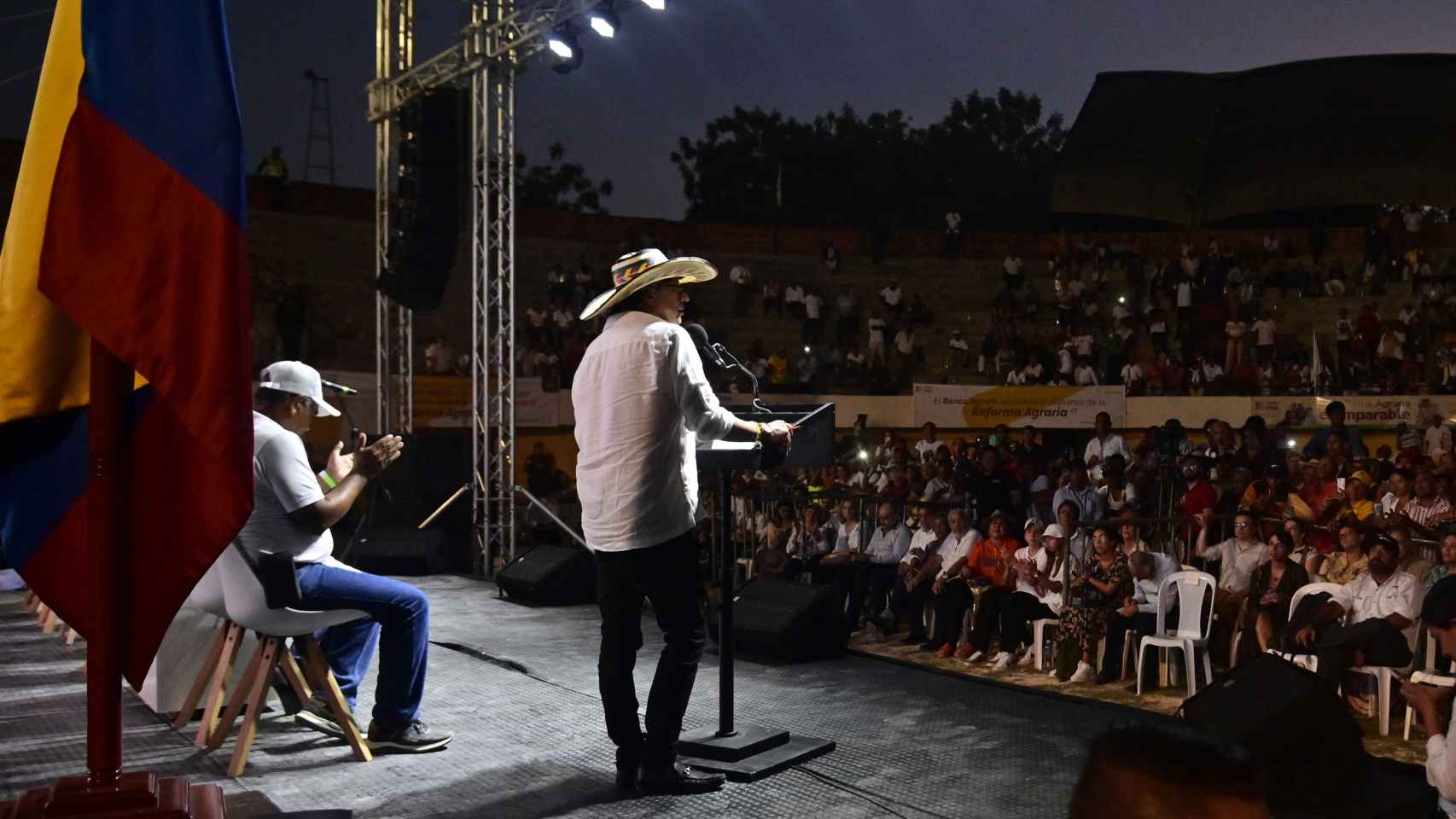 Gustavo Petro durante o lançamento do Sistema Nacional de Reforma Agrária em Sincelejo.