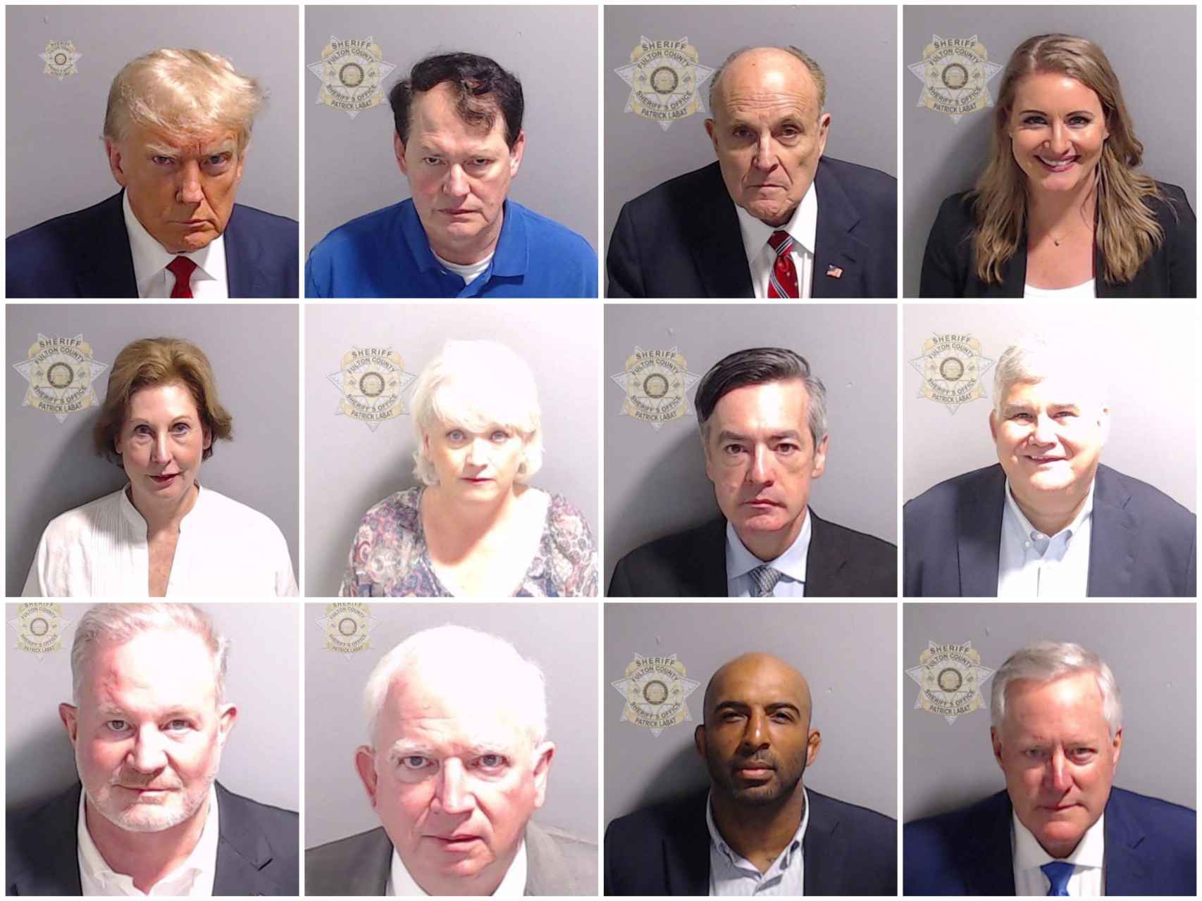 Imagem das 11 das 18 pessoas acusadas de fraude nas eleições presidenciais americanas.
